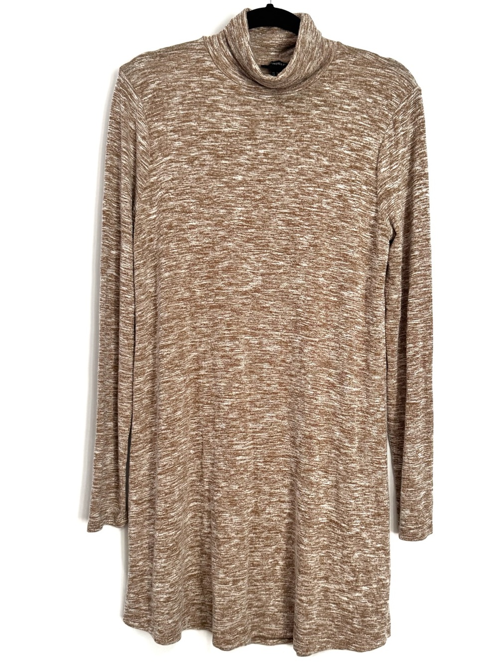 Forever 21 Tunic Turtleneck Dress Womens XL Heather Brown Knit Sweater